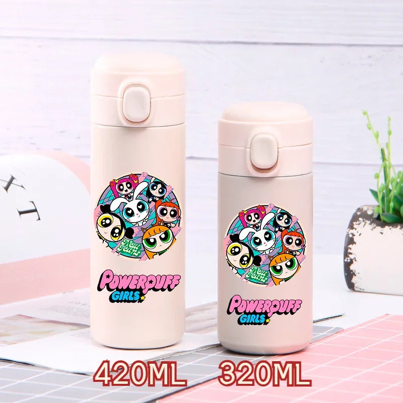 320ml/420ml The Powerpuff Girls Portable Large Capacity Sport Water Bottle Children Drinking Cup Thermal Stainless Steel