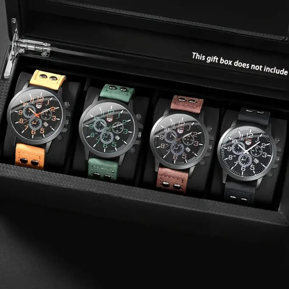 4 Pcs/Set Calendar Fashion Business Casual Quartz Watches for Men's Party or as a perfect gift for men.