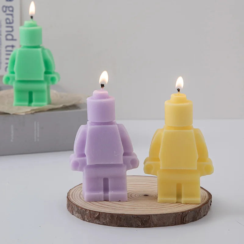 DIY Robot Silicone Candle Mold Creative Concrete Gypsum Chocolate Baking Mold Home Decoration Christmas Gift Craft Supplies