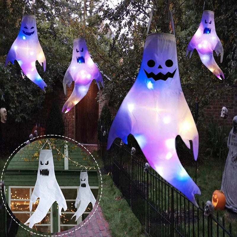 Halloween Floating Ghost Decor  for Home Courtyard Hanging Pumpkin Lamps   Halloween Scary Horror Atmosphere Decor