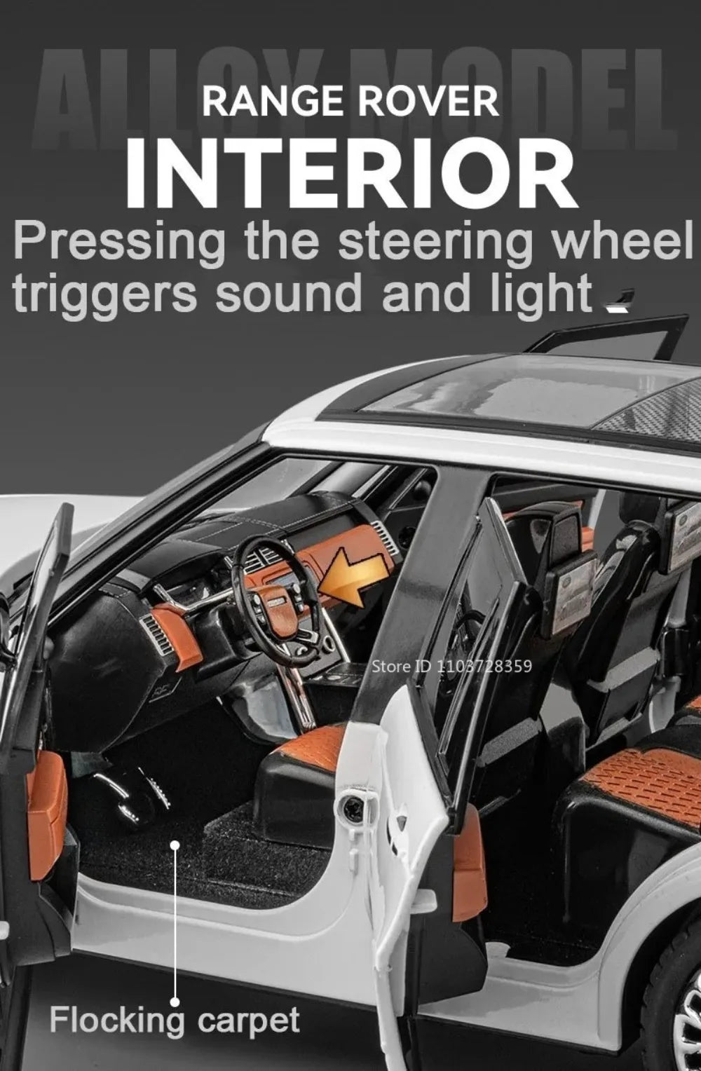 1:18 RS7 Range Rover Alloy Car Model Diecast Toy Sound Light 6 Doors Opened Shock Absorption Miniature Vehice Kid Christmas Gift