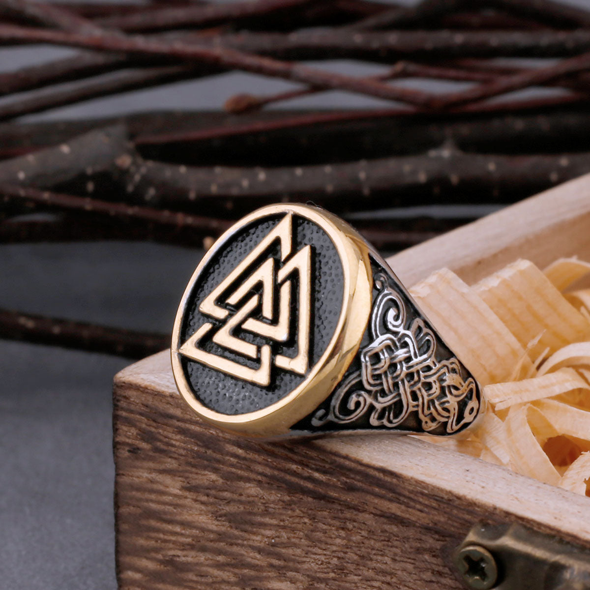 Men's Stainless Steel Vikings Valknut Ring Odin Symbol Amulet Fashion Ring Hip Punk Biker Nordic Vintage Jewelry As Men's Gift