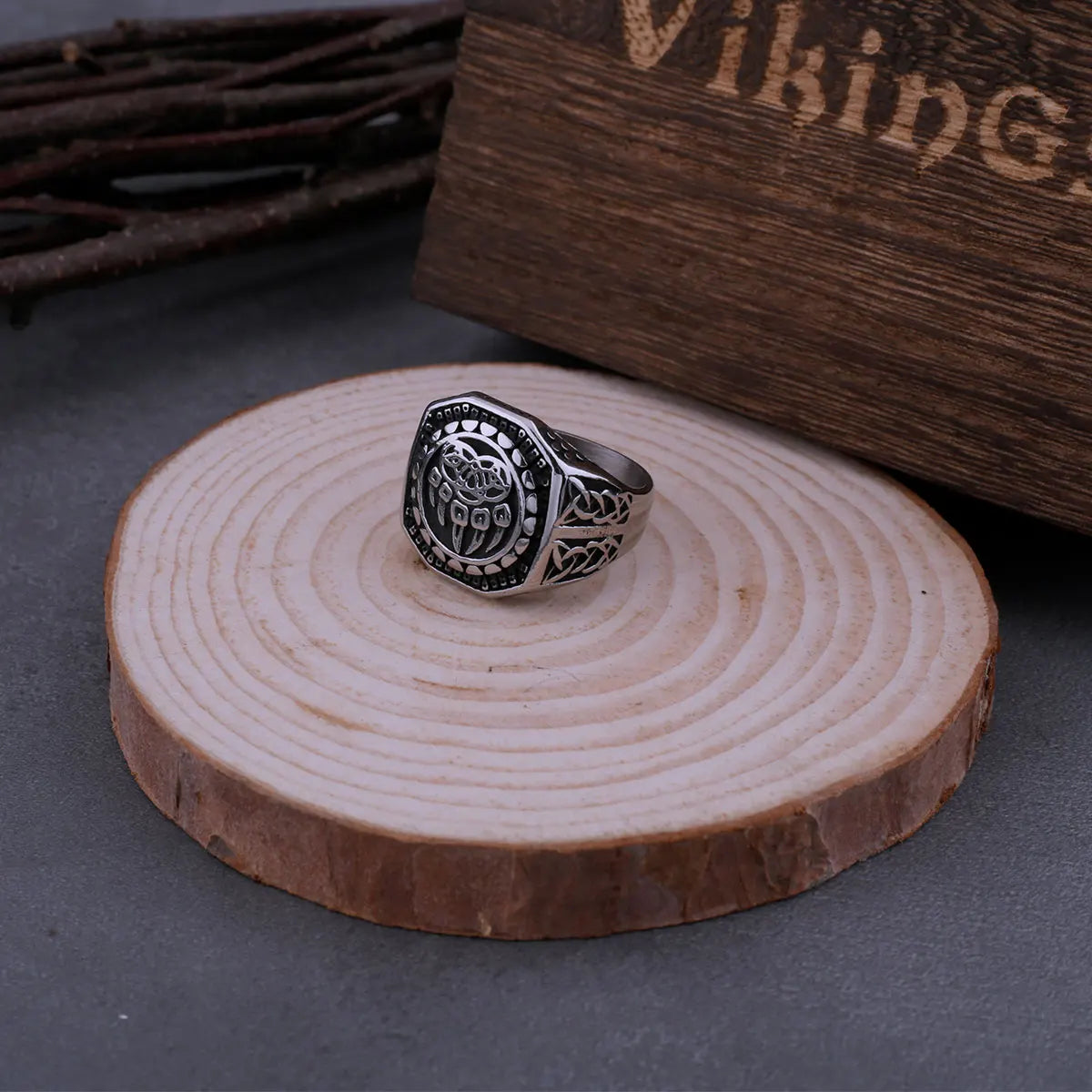 Nordic Viking Warriors Amulet Rune Bear Claw Ring Classic Men's Retro Animal Charm Hip Hop Trend Punk Jewelry Generation Gift