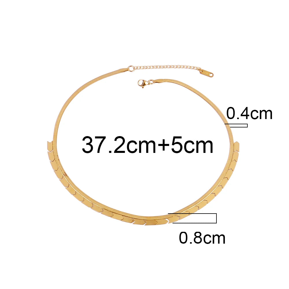 Trendy Stainless Steel Necklace For Women Gold Silver Color Round Geometric Pendant Necklace Choker Snake Chain Necklace Jewelry