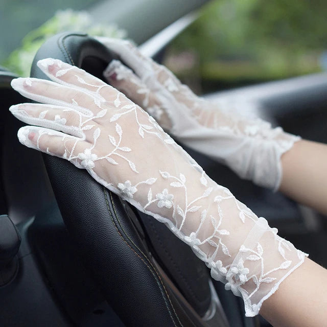 Lace Short Breathable Sun Protection Non-Slip Drive Women Thin New Gloves High Quality Ruffles Elegant Etiquette Soft