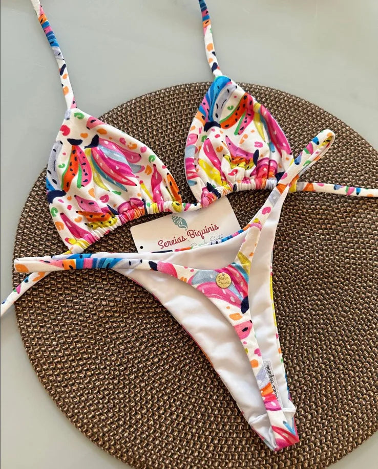 Sexy Print Bikini Sets 2025 Summer Fashion High Waist Bathing Suit Women's Swimming Suit Biquinis Two Pieces Suit Beachwear