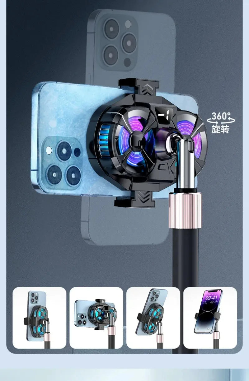 New Dual Fan Large Wind Mute Mobile Phone Cooling Fan Cooler Fast Cooling Live Gaming Handle Cooler Mobile Phone Fan Radiator