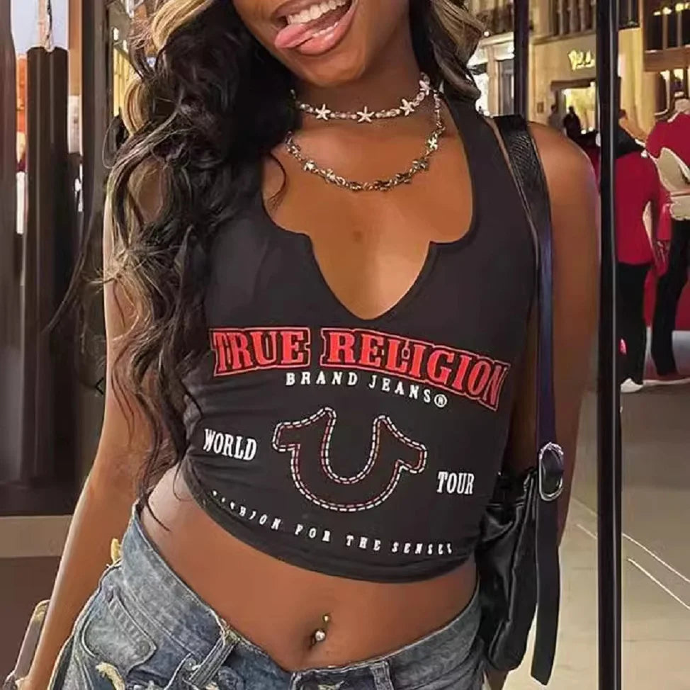 Sexy Graphic T Shirts Fashion Top Printed Sweatshirts Streetswear 2024 Summer Clothes Women Y2K Cropped Tank Tops Tees