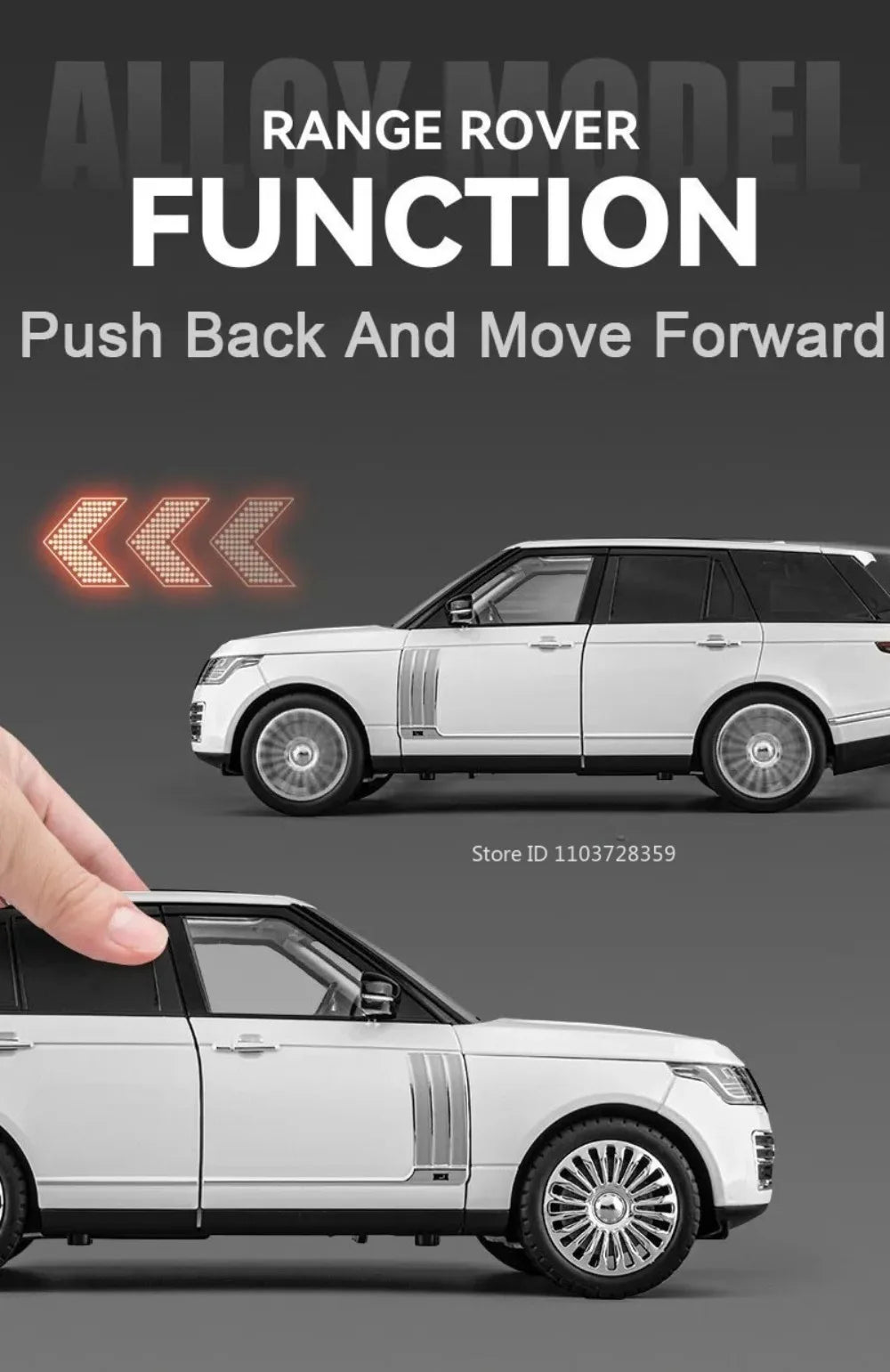 1:18 RS7 Range Rover Alloy Car Model Diecast Toy Sound Light 6 Doors Opened Shock Absorption Miniature Vehice Kid Christmas Gift