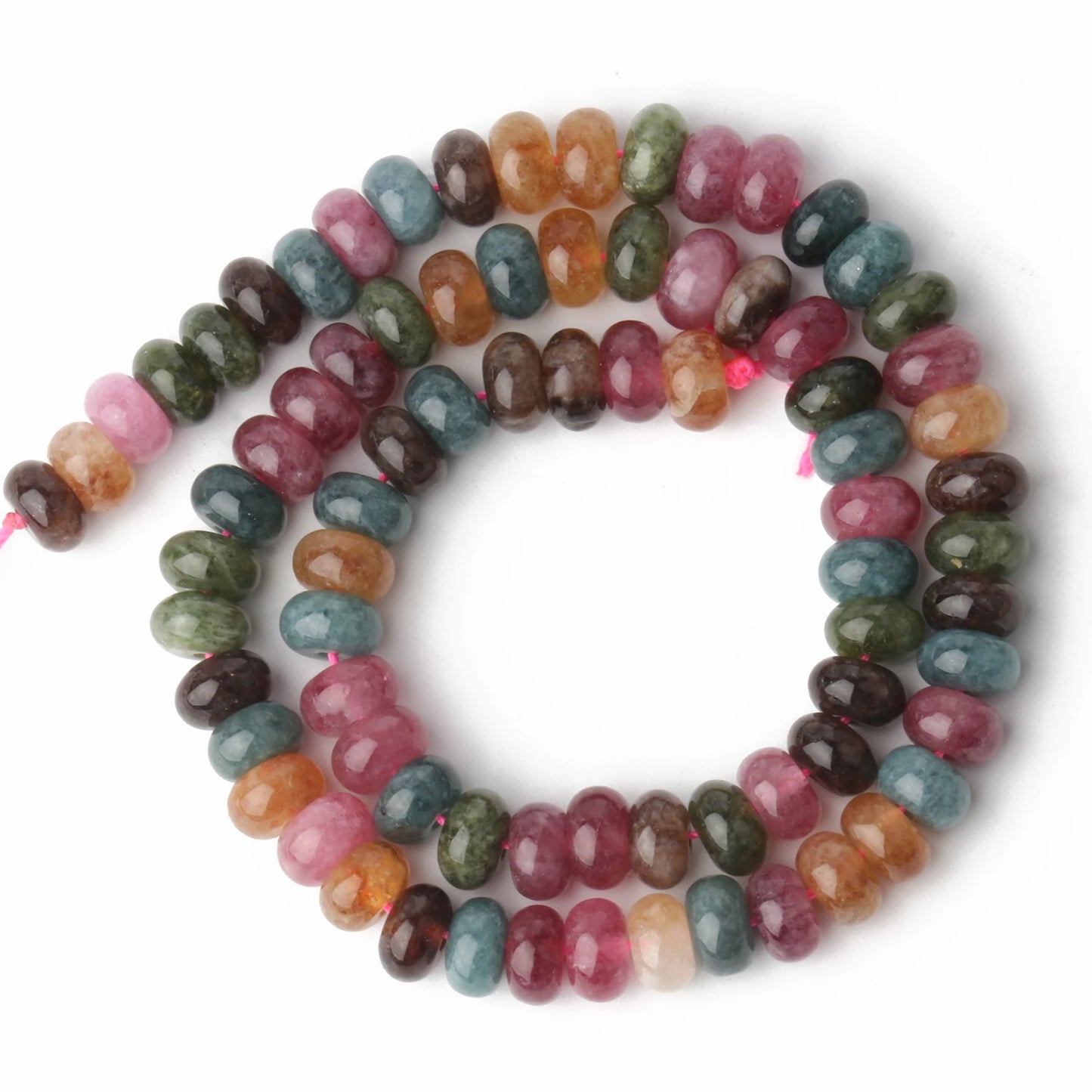5x8mm Natural Stone Abacus Beads Angelite Tourmaline Tiger Eye Quartz Rondelle Loose Beads for Jewelry Making DIY Bracelets 15''