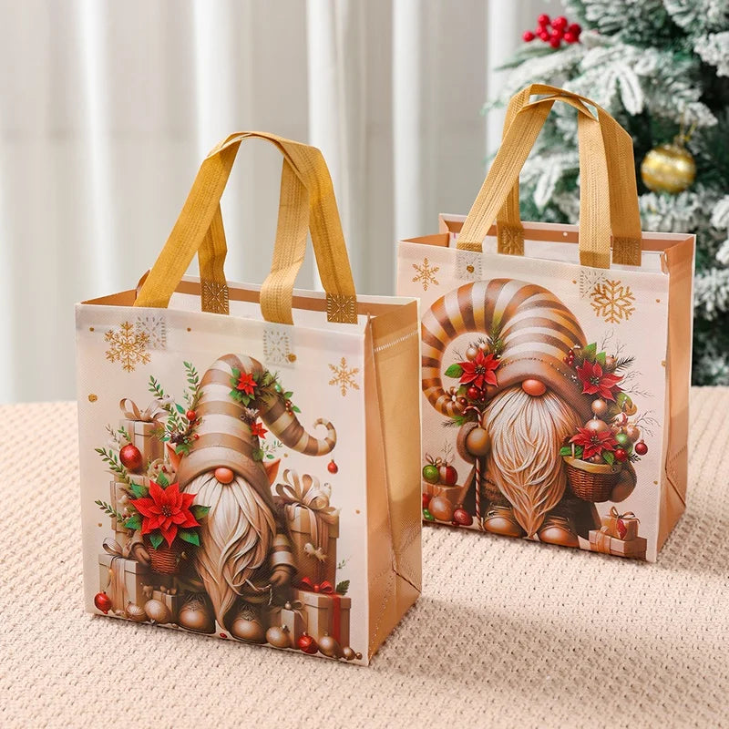 4pcs Christmas Gift Packaging Bags Dwarf Non-Woven Tote Bag with Handle 2025 Christmas Decoration For Home New Year Gift Bags