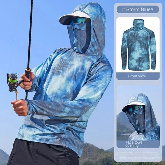 Camouflage Fishing Shirts Sun Protection Clothing Ultra-thin Ice Silk Summer Outdoor Lure UV Protection Breathable Men Shirt