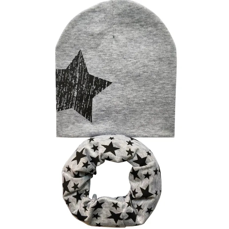 Star Print Cotton Baby Hat Autumn Winter Baby Girls Hat Boys Cap Toddlers Infant Cap Scarf Children Bonnet Hats