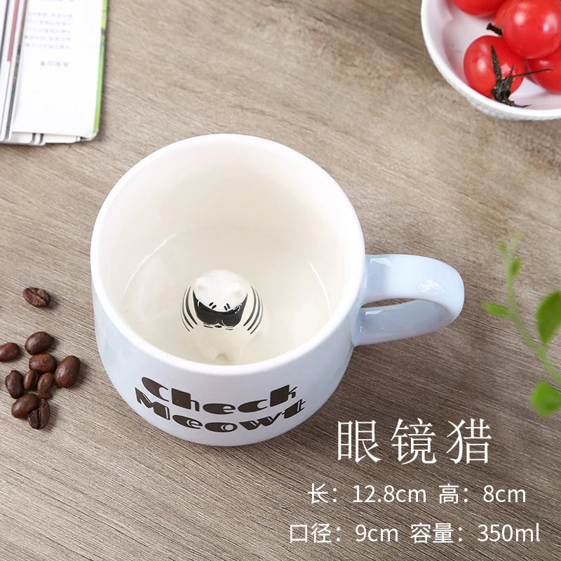 Cute Cartoon Coffee Figurine Mugs with Animal Inside, Ceramic 3D, Uincorn, Love Novelty Cup, Christmas Gift for Friends, Kids