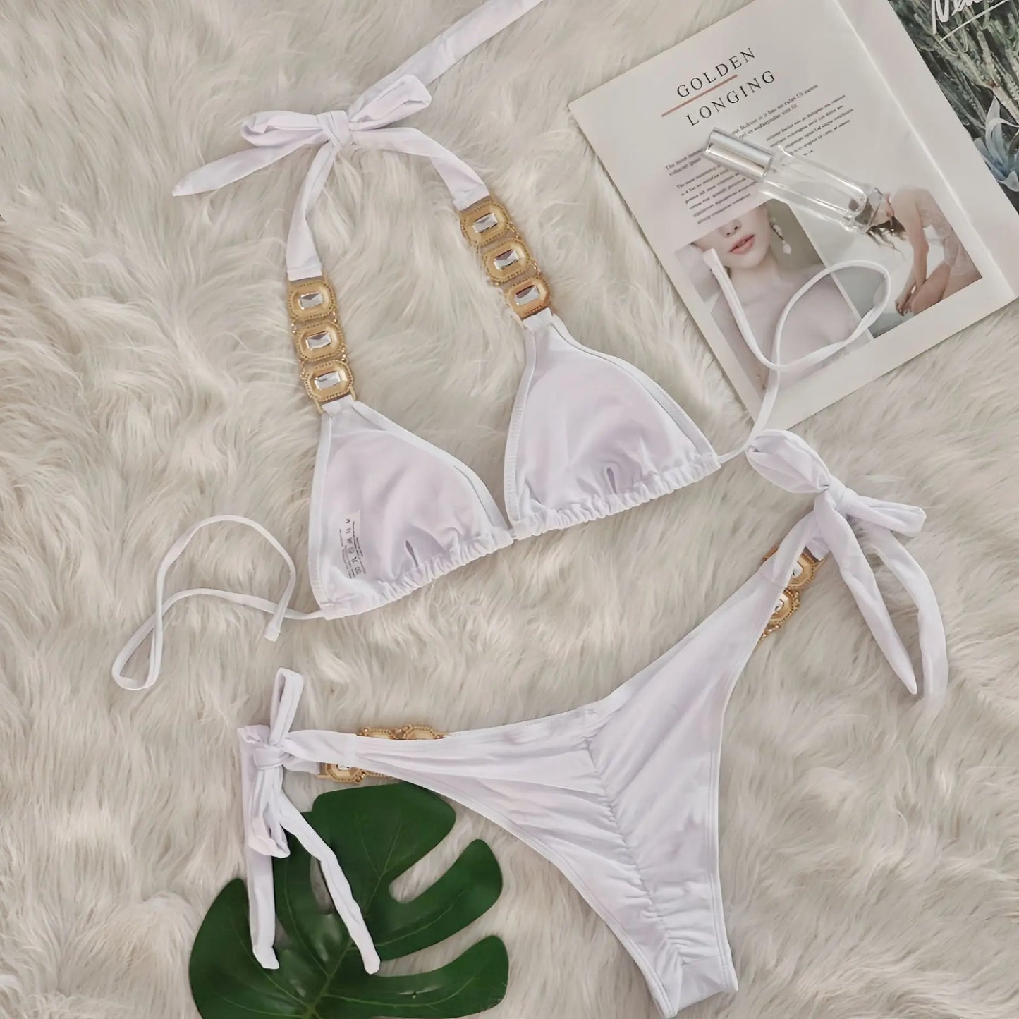 Sexy Rhinestone Bikini Set Women 2025 Luxury Pink Crystal Diamond Push Up Bandage Thong Swimsuit Beach Bathing Suit Swimwear