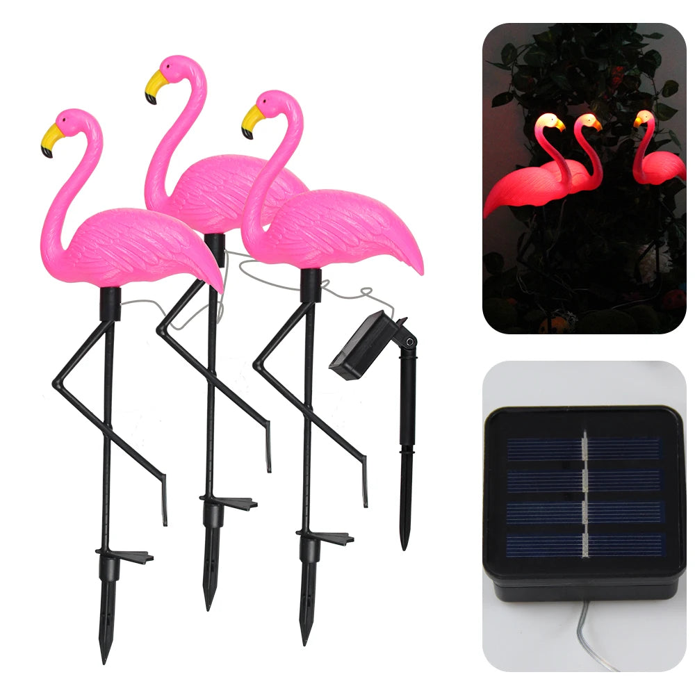 Solar Flamingo Light Waterproof Solar Garden Lights Outdoor Decor Pink Flamingo Christmas Gift for Yard Lawn Walkway Pathway