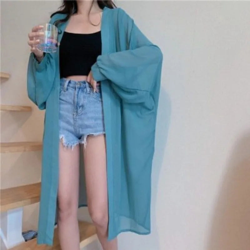 Solid Cardigans for Women Thin Summer Clothing Female Sunscreen Simple Long Sleeve Korean Style Loose Comfortable Breathable