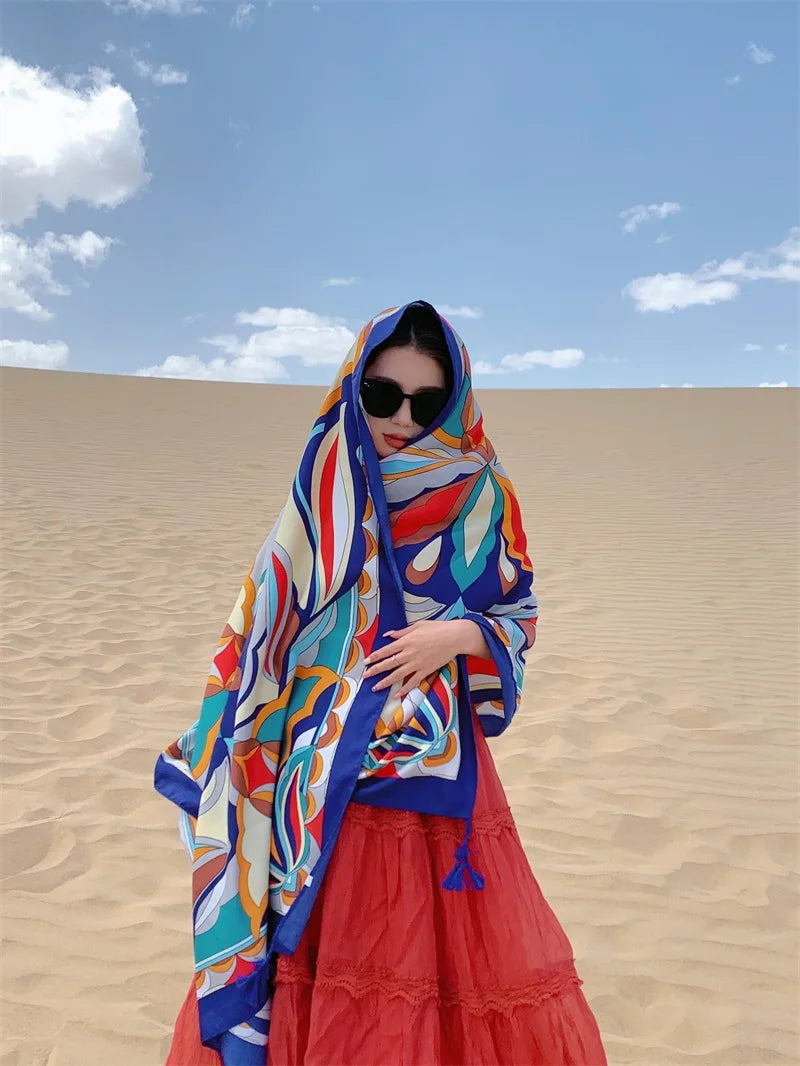 Travel Beach Sunscreen Scarves for Women Bikini Large Sarong Wrap Scarf Brazilian Swimsuit Bathing Cover-ups 17 Styles 90x180cm