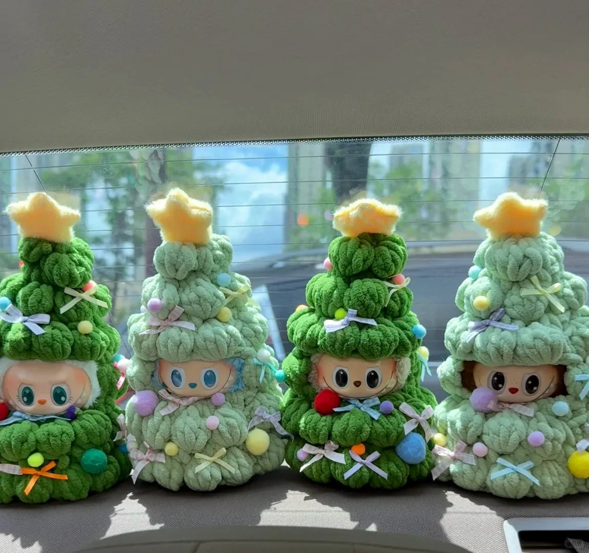 For 17cm Labubu 3.0 Doll Handmade Crochet Christmas Tree Outfit Seasonal Holiday Costume Doll Accessories Christmas Gift