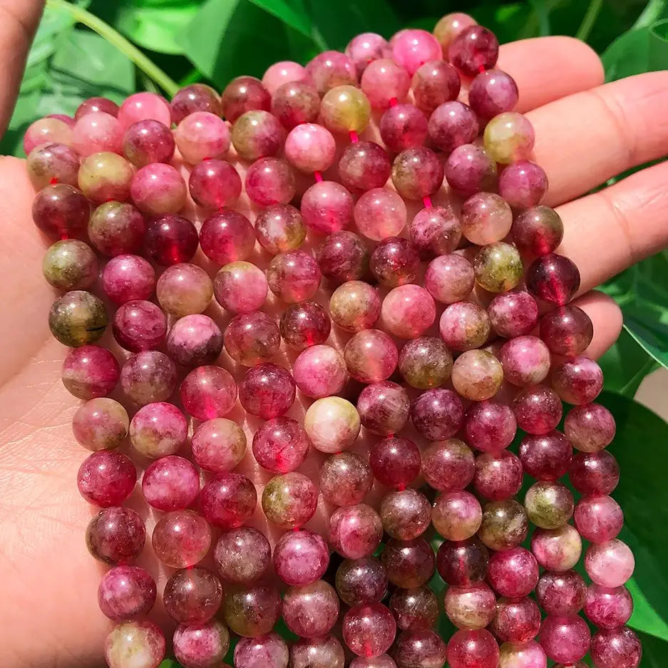 Natural Pink Tourmaline Jades Stone Round Loose Spacer Beads For Jewelry Making Diy Earring Bracelet Accessories 6/8/10mm