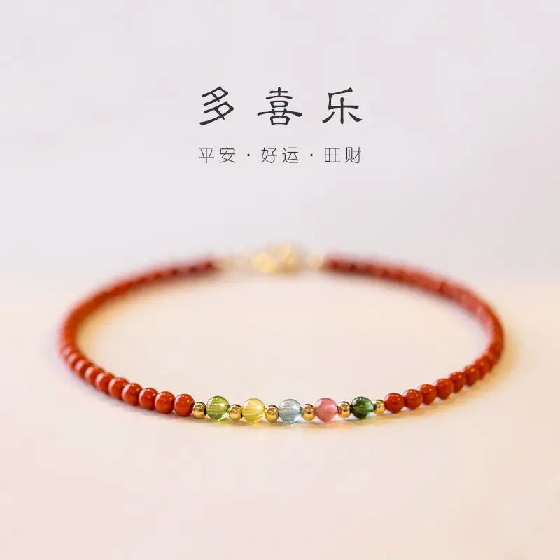 Natural South Red Agate Attract Wealth Red Bracelet Women's Superfine Tourmaline HandString Solicit wealth Money drawing Fortune