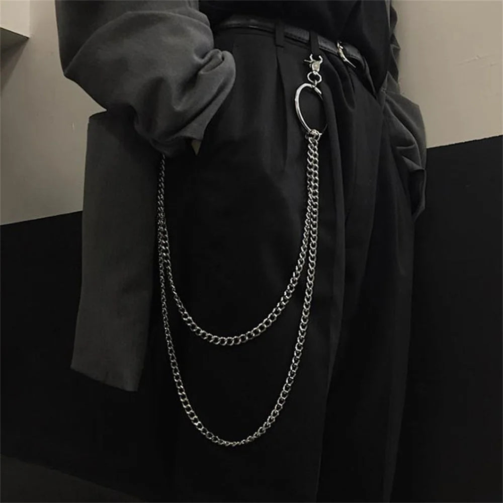Punk Multilayer Cuban Chain Waist Chain Rock Hip Hop Men Body Chain Pants Ornaments Hip Hop Jewelry Men Accessories