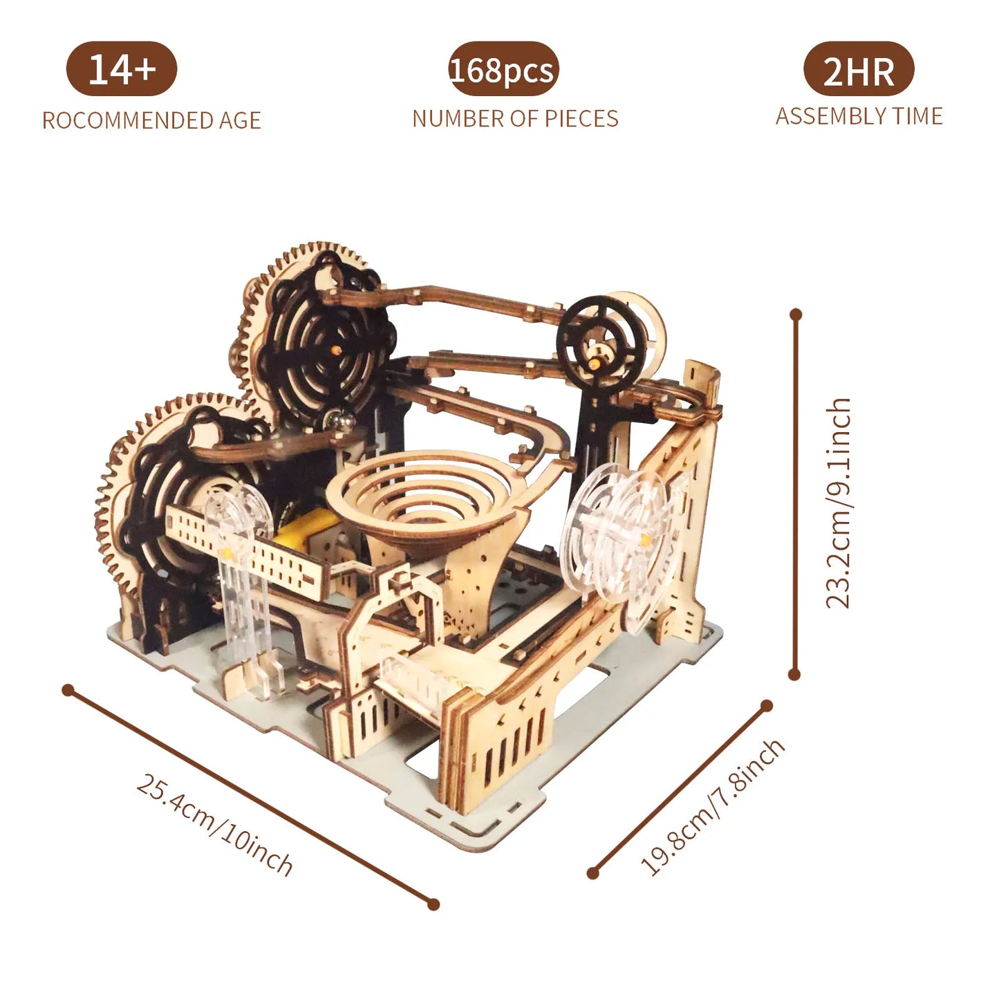 Electric 3D Wooden Puzzles Marble Run Model Kits  Brain Teaser Puzzle DIY handmade Christmas gift(Without battery)