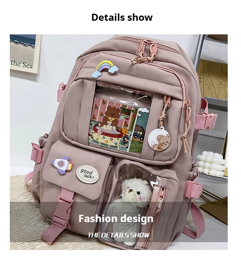 Fashion Schoolbag Large Capacity High School Female Backpack Daily Leisure Bags 2023 Shoulder Adjustable Backpack