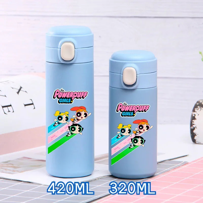 320ml/420ml The Powerpuff Girls Portable Large Capacity Sport Water Bottle Children Drinking Cup Thermal Stainless Steel