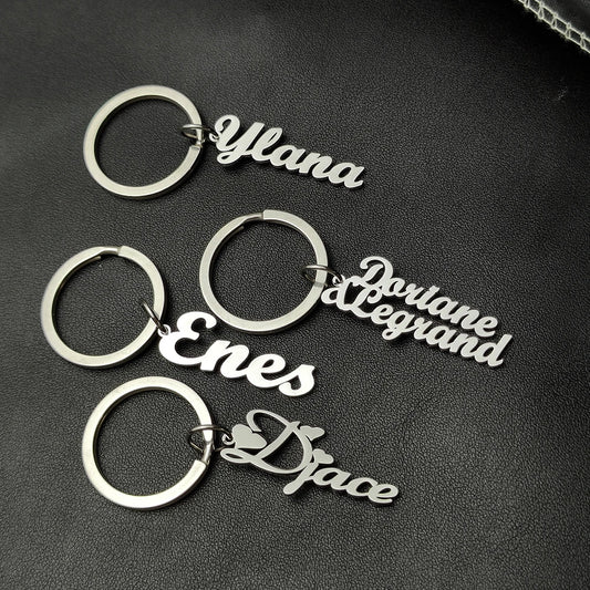 Personalized Name Keychain Fashion Car Key Accessories Stainless Steel Jewelry Simple Keychain