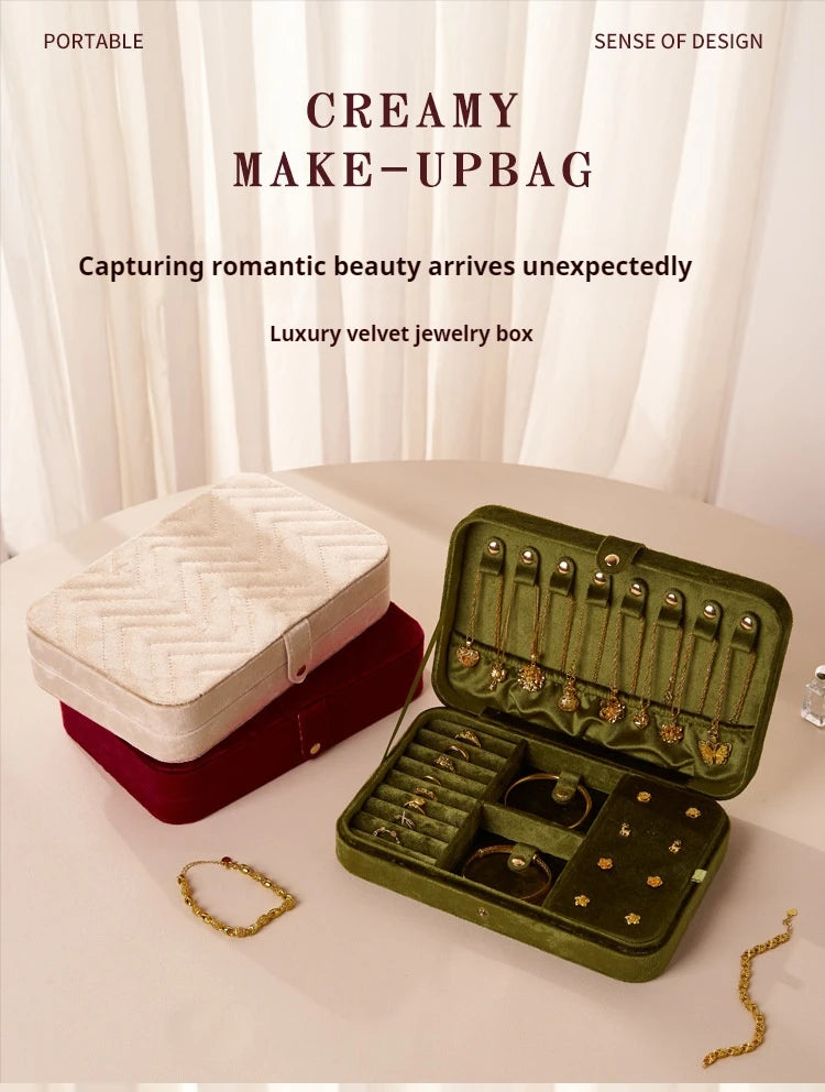 Flannel jewelry storage box Large capacity retro jewelry storage box Earrings Necklace storage box