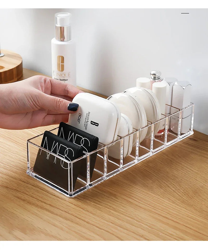 6 Grid Transparent Acrylic Cosmetics Storage Box Makeup Holder Jewelry Make Up Organizer for Home Plastic Desktop Storage Boxes