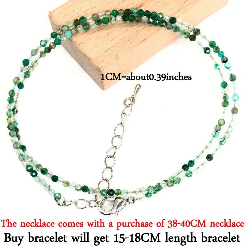 2-3mm Natural Stone Beaded Necklace Handmade Mini Tourmaline lapis crystal Energy Healing Female Bracelet for Women Jewelry Gift