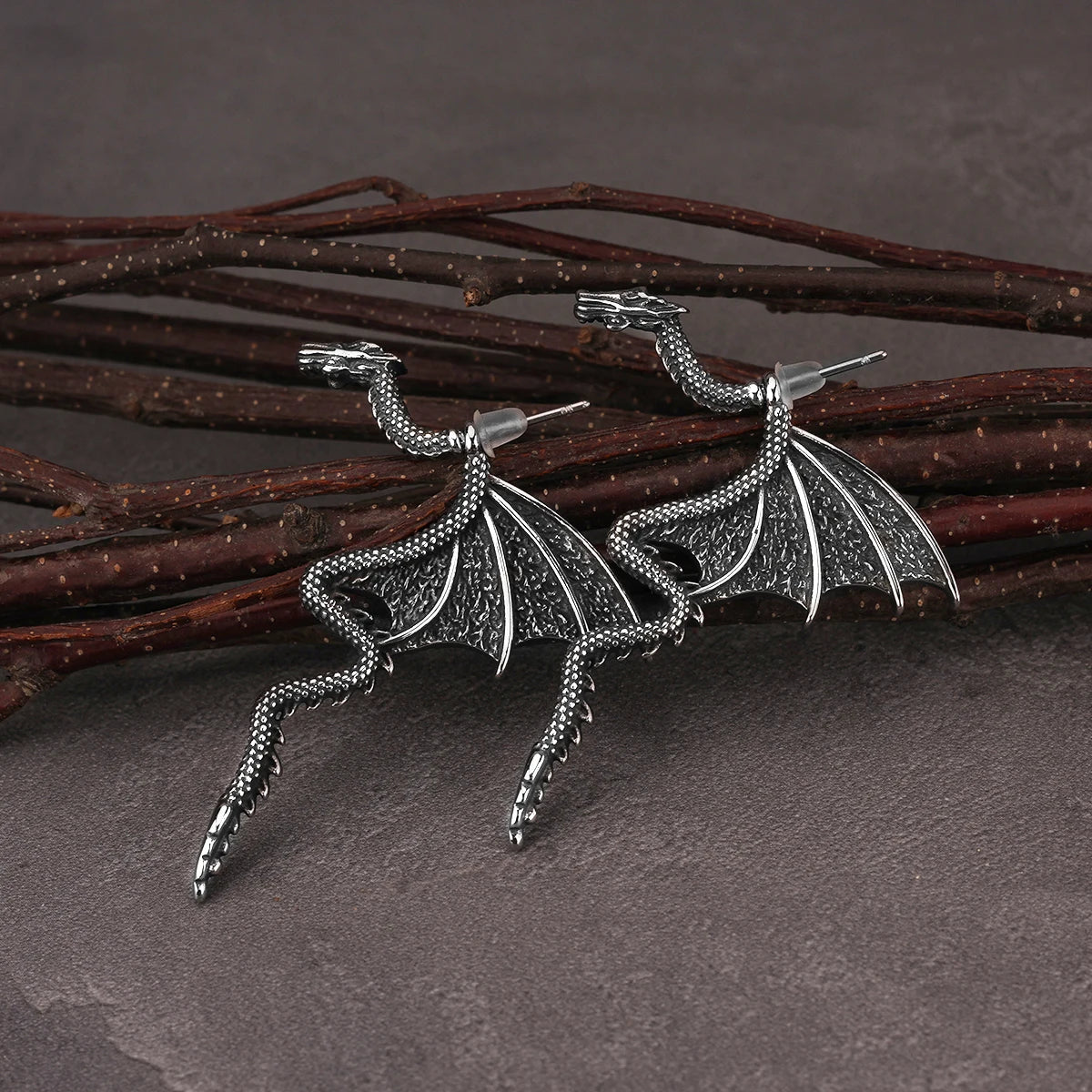Vintage Viking Dragon Drop Earrings Men Women Fashion Stainless Steel Nordic Rune Amulet Jewelry Halloween Party Gift