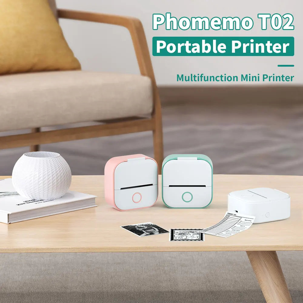 Phomemo T02 Portable Mini Wireless Thermal Pocket Printer Self-adhesive Stickers Use for DIY,Journal Sticker impresora portátil
