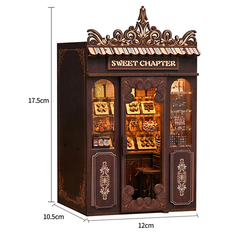 DIY Book Nook Kit Wooden Doll House 3D Puzzle Assembly Toy Home Bookend  Bookshelf Insert With Furniture Toys For Christmas Gift