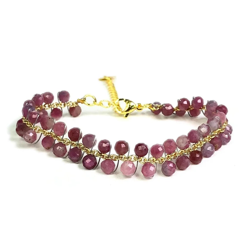 natural multifaceted 3-4mm stone Tourmaline garnet crystal quartz bracelet Women Jewelry Party /Wedding Luxury Gift Set Handwork