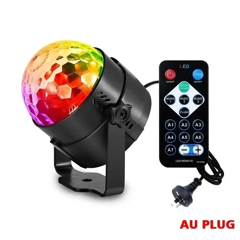 LED Stage Disco Light Rotating DJ Ball Strobe Remote Sound Control Magic Dance Car RGB Christmas Gift Party Club Laser Show Lamp