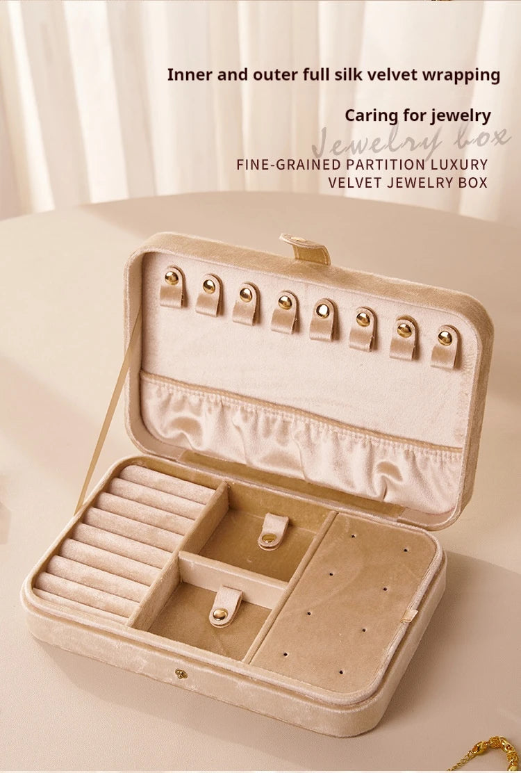 Flannel jewelry storage box Large capacity retro jewelry storage box Earrings Necklace storage box