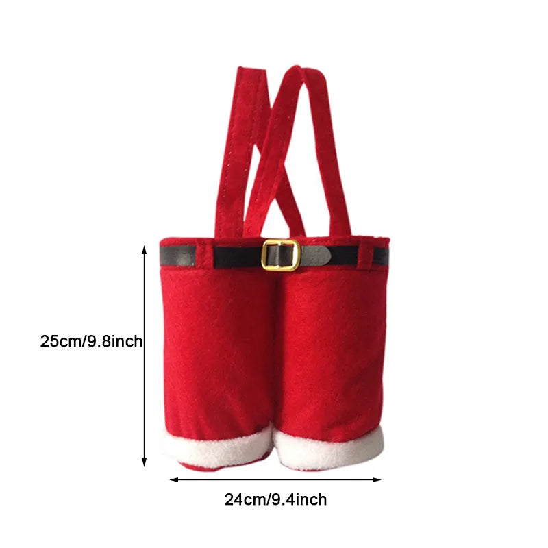 2026 Merry Christmas Gift Treat Candy Wine Bottle Holder Santa Claus Suspender Pants Trousers Decor Christmas Gift Bags Cute