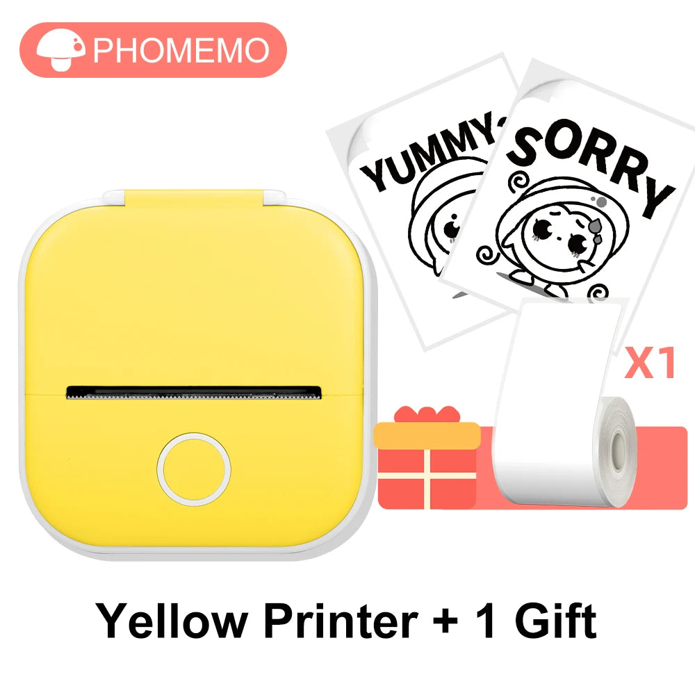 Phomemo T02 Wireless Pocket Thermal Printer Portable Mini Wirelessly BT Connect 203dpi Photo Label Memo List Printing Clearly