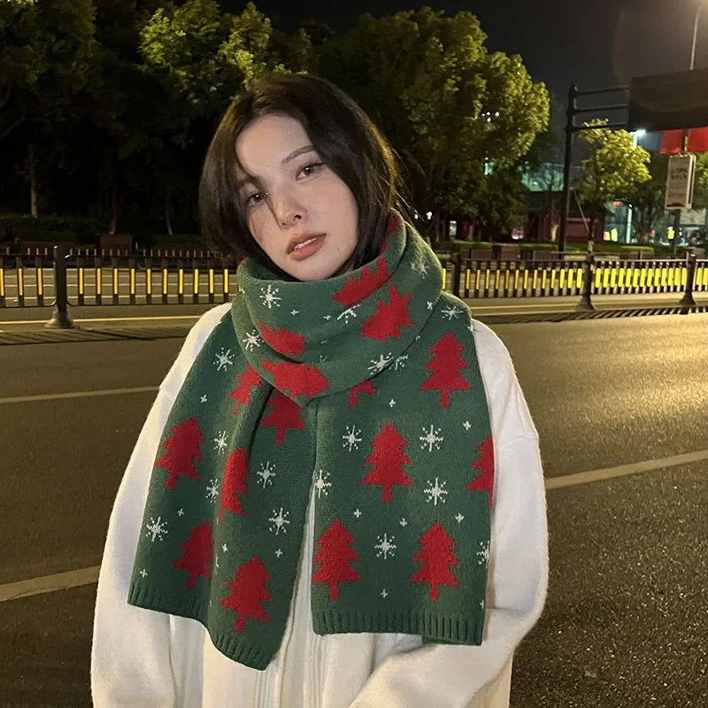 fashionable Christmas Tree scarf warm shawl Christmas scarf student couple Christmas gift 2026 Winter Warm Neck Protection Scarf
