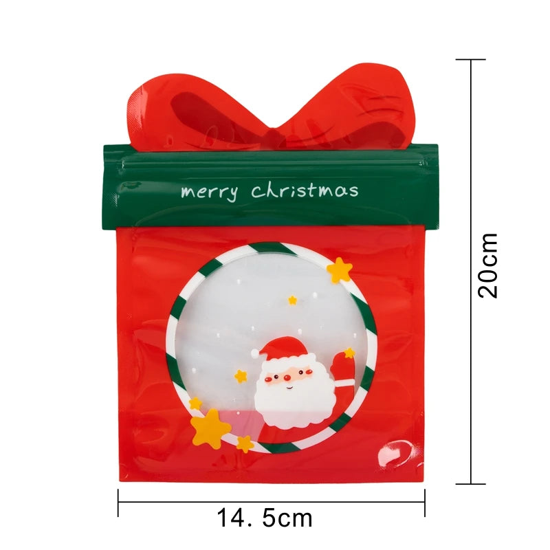 LBSISI Life 25pcs Ball Shape Christmas Gift Bag For Candy Chocolate Cookie Nougat Biscuit Packing Gift Tree Santa Zipper Bags