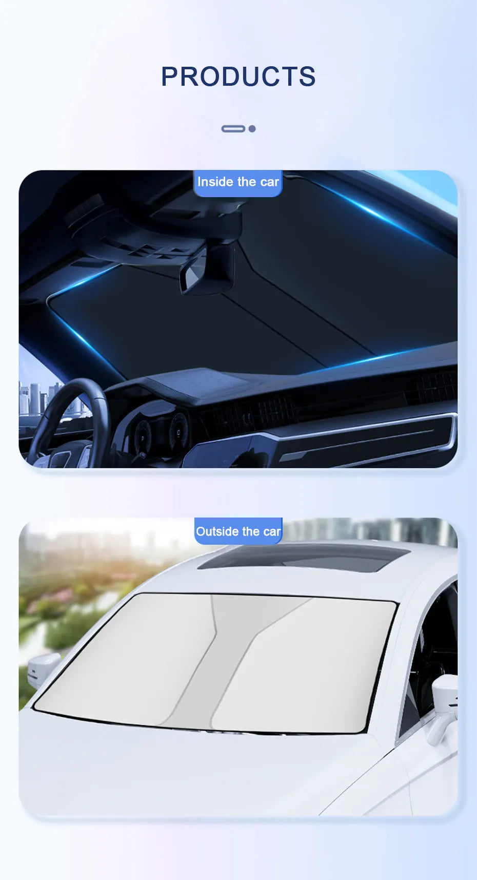 SEAMETAL Foldable Car Windshield Sun Shade Front Window Curtain Summer UV Refletive Sun Protection Cover Car Windscreen Sunshade