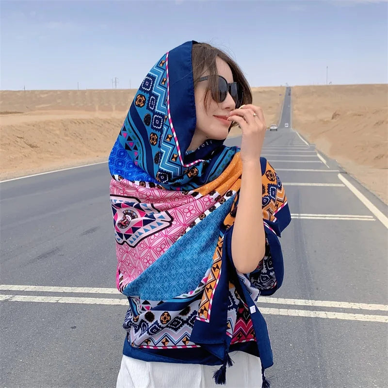 Travel Beach Sunscreen Scarves for Women Bikini Large Sarong Wrap Scarf Brazilian Swimsuit Bathing Cover-ups 17 Styles 90x180cm