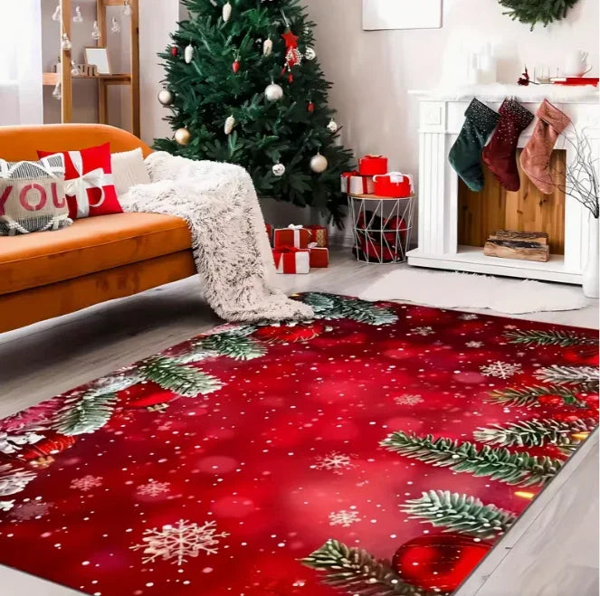 1pc Merry Christmas Area Mat Suitable for Living Room Bedroom Kitchen Christmas Gift Room Mat Christmas Retro Home Decoration
