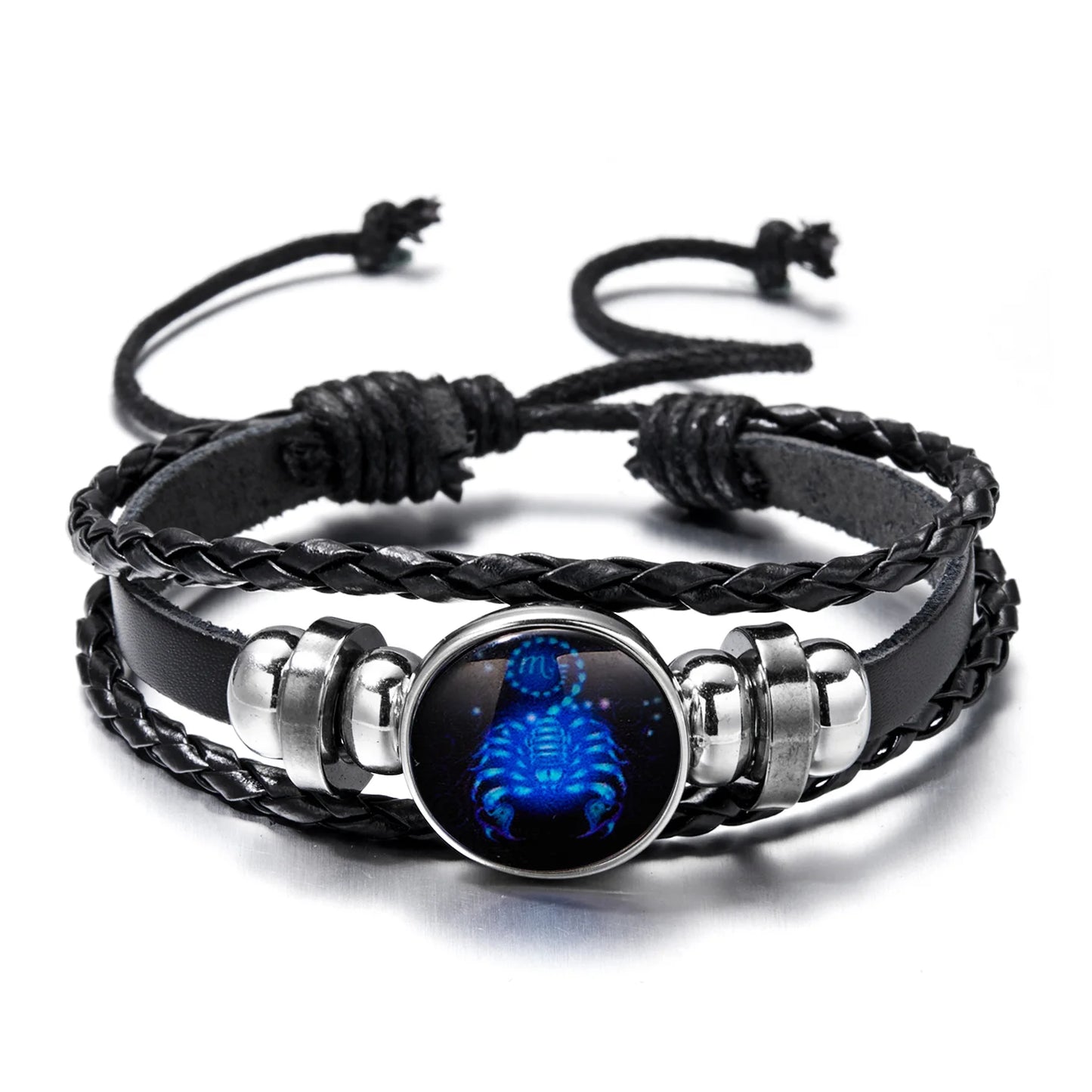 Luminous 12 Zodiac Constellation Sign Braided Couples Leather Bracelet For men Black Rope Charm Party Grow in the dark Jewelry