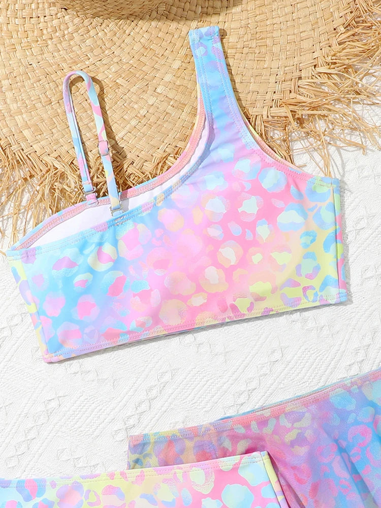 Bikini Girls Swimsuit 2025 New Gradient Sling Children Bikinis Set Three Piece Swimwear Summer Beach Wear Swimming Bathing Suit