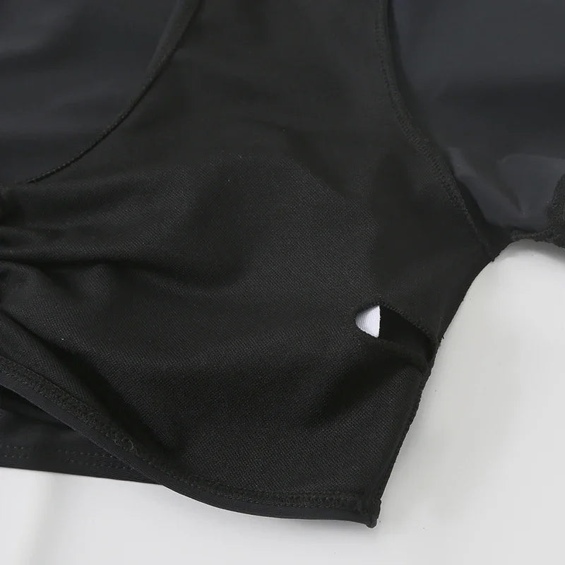 Black Drawstring Swimwear Bikinis Sets Mujer 2025 Crop Top Shorts Bottom Swimsuit Women Sexy Bathing Suit Beachwear Bikini Swim