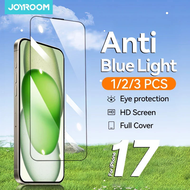 Joyroom 1/2/3pcs HD Anti-Blue Light Glass for iPhone 17 Pro Max Screen Protector Full Screen Eye Protection Tempered Glass